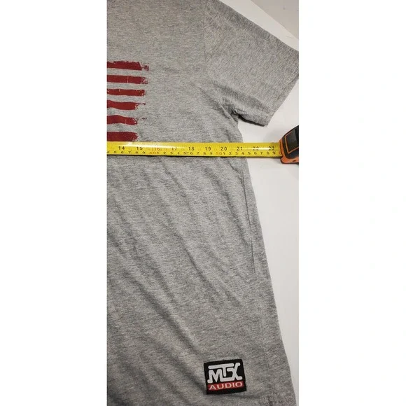 MTX Audio‎ American Flag V Neck T Shirt Gray XL Mens Womens Graphic Tee - Picture 3 of 7